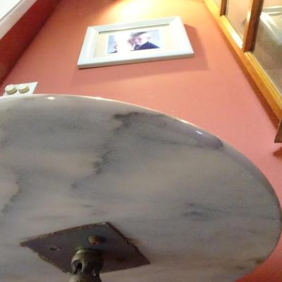 LOT 99  VINTAGE MARBLE AND BRASS TABLE