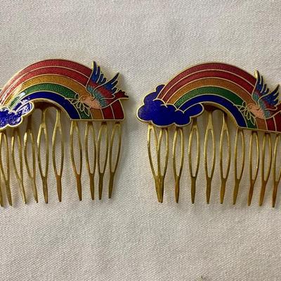 VINTAGE 80â€™S RAINBOW HAIR COMBS