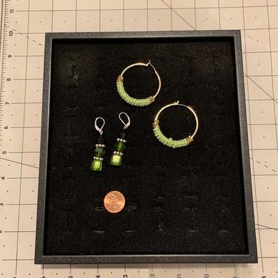 #21 Two Pair Green Earrings-A7