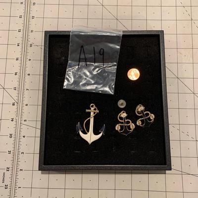 #33 Anchor Earrings and Pin-A19