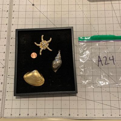 #38 Ocean Shell/Starfish Brooches-A24