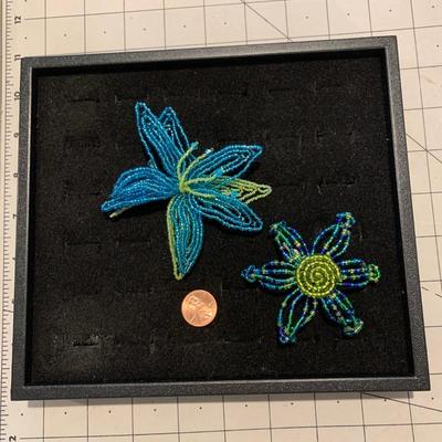#75 Two Blue Flower Brooches-B25