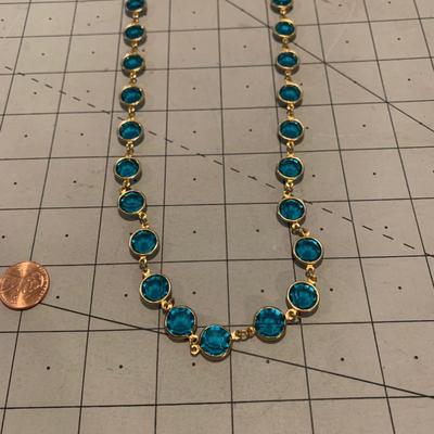 #166 Blue/Gold Necklace-D46