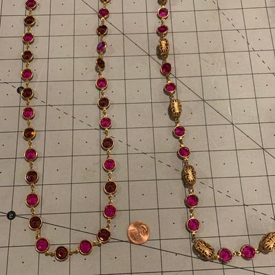 #194 Pink/Gold Necklaces - D74