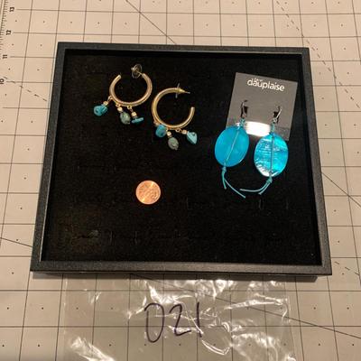 #228 Two Pairs of Blue Earrings-D21