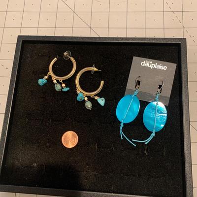 #228 Two Pairs of Blue Earrings-D21