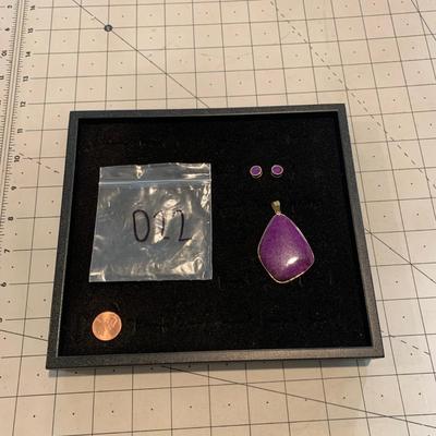#229 Purple Earrings and Necklace Pendant-D22