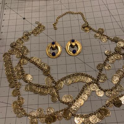 #241 Gold Dance Belt and Earrings-D32