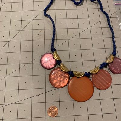 #256 Coral/Pink/Blue Necklace-E15