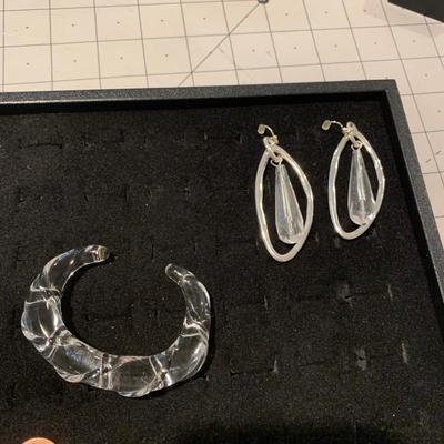 #258 Crystal Earrings and Cuff Bracelet-E17