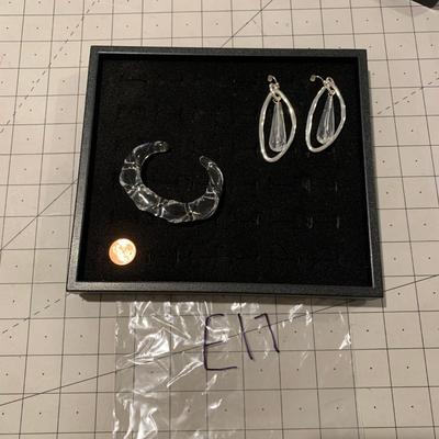 #258 Crystal Earrings and Cuff Bracelet-E17
