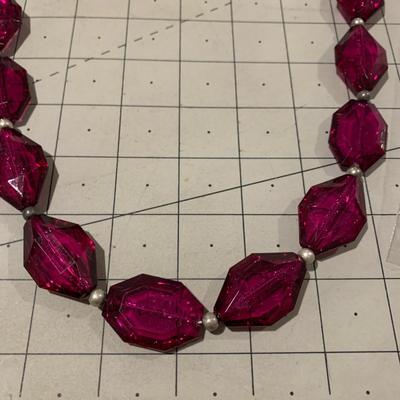 #275 Magenta Earrings and Necklace-F4