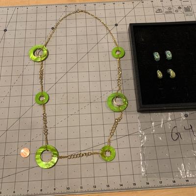 #295 Green Necklace and Earrings-G4