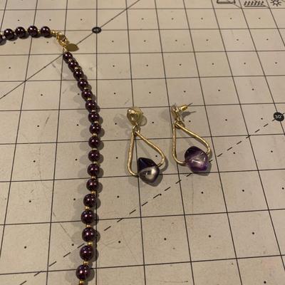 #308 Stormy Purple Earrings and Necklace-G18