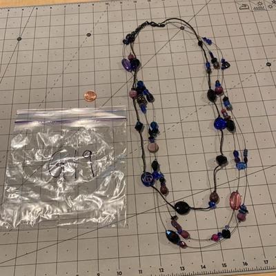 #309 Purple, Black and Blue Necklace-G19