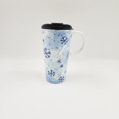 CYPRESS CERAMIC SNOWFLAKE COFFE TO GO CUP