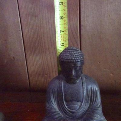 LOT 142. METAL BUDDHA AND BELL