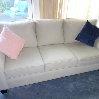 LOT 159  CREME COLOR MICROFIBER COUCH