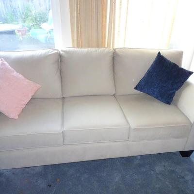 LOT 159  CREME COLOR MICROFIBER COUCH
