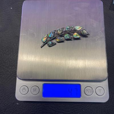 Sterling silver and abalone pin