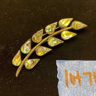 Sterling silver and abalone pin