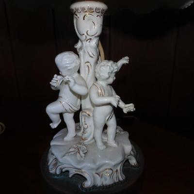 LOT 163. PAIR OF VINTAGE CHERUB LAMPS