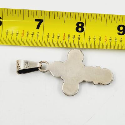 MEXICAN .925 SILVER TF-71 SIGNED MULTI-STONE CROSS PENDANT