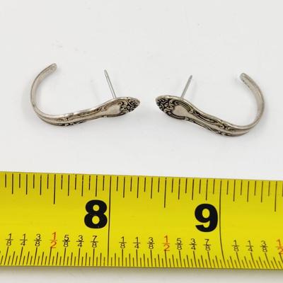 ANTIQUE STERLING SILVERWARE HANDLE EARRINGS