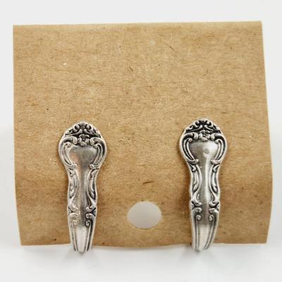 ANTIQUE STERLING SILVERWARE HANDLE EARRINGS