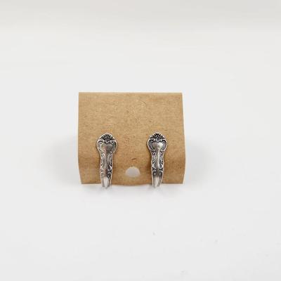 ANTIQUE STERLING SILVERWARE HANDLE EARRINGS