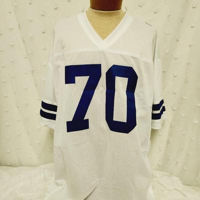 BECKETT AUTHENTICATED #70 RAYFIELD WRIGHT SIGNED FOOTBALL JERSEY