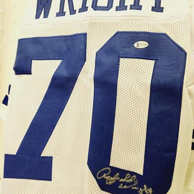 BECKETT AUTHENTICATED #70 RAYFIELD WRIGHT SIGNED FOOTBALL JERSEY