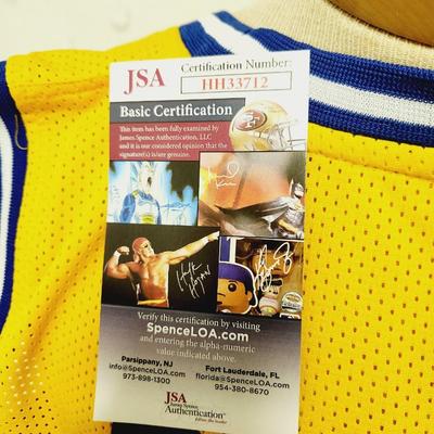JSA AUTHENTICATED #24 RICK BARRY SIGNED WARRIORS BASKETBALL JERSEY