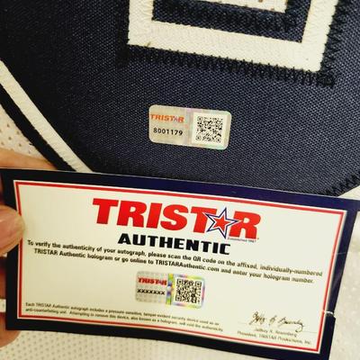 TRISTAR AUTHENTICATED #79 TRISTEN HILL SIGNED DALLAS COWBOYS FOOTBALL JERSEY