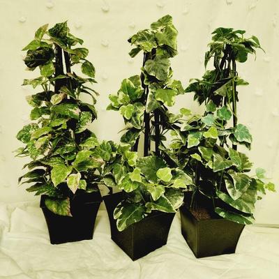 TRIO OF DECORATED ARTIFICIAL GREENERY PLANTS