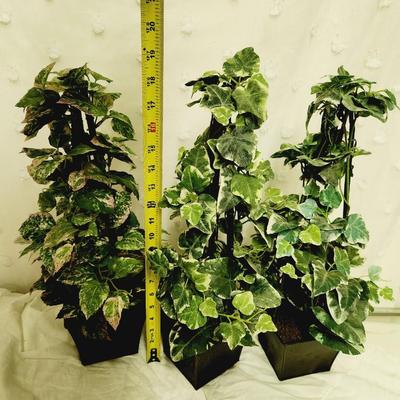 TRIO OF DECORATED ARTIFICIAL GREENERY PLANTS