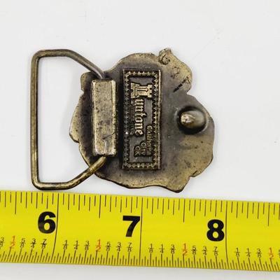 VINTAGE BRASS LUNTONEL WHISPY WOMAN BELT BUCKLE