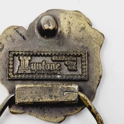VINTAGE BRASS LUNTONEL WHISPY WOMAN BELT BUCKLE
