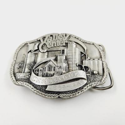 VINTAGE PEWTER VALLEY CENTER CENTENNIAL COLLECTABLE BELT BUCKLE NUMBERED
