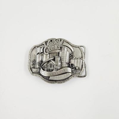 VINTAGE PEWTER VALLEY CENTER CENTENNIAL COLLECTABLE BELT BUCKLE NUMBERED