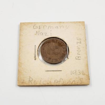1938 GERMAN NAZI BRONZE COIN