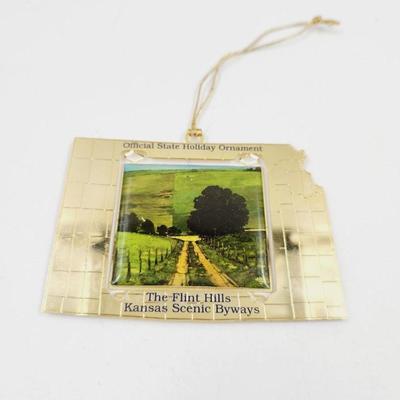 COLLECTABLE METAL FLINT HILLS KANSAS HISTORICAL ORNAMENT