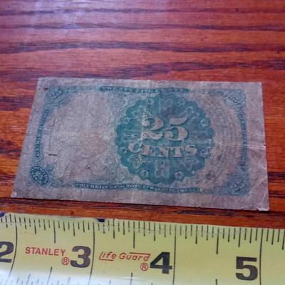 LOT 52  ANOTHER 1874 25 CENT NOTE