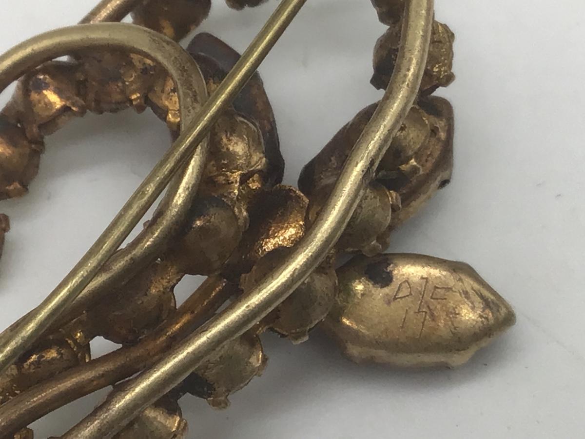 Vintage Rhinestone Brooch with Markings