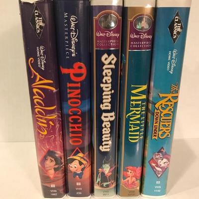 Set of five Disney movies on VHS