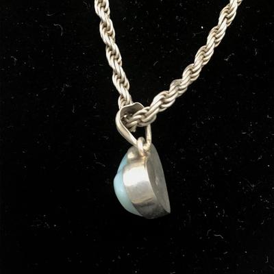 Heavy Silver 925 Chain With Stone Heart Pendant