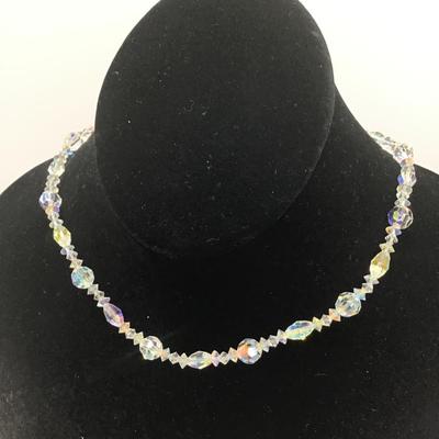 Vintage Aurora Borealis Necklace. Multi Shape Beads