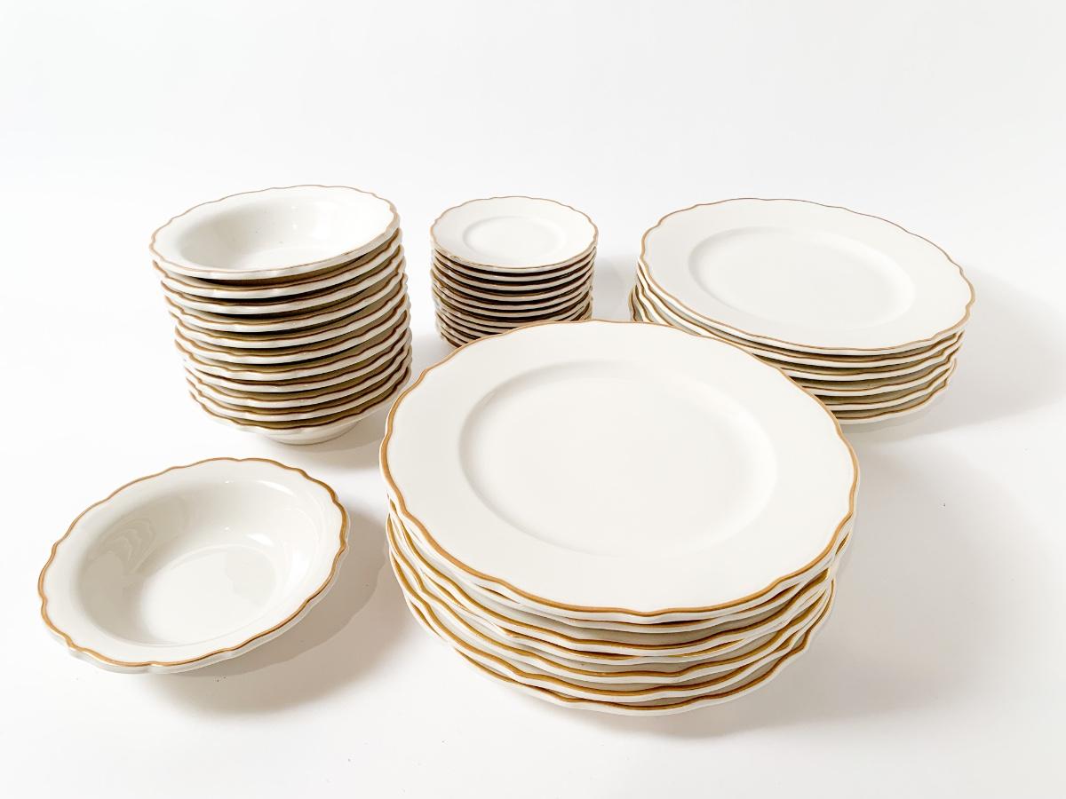 Syracuse China USA Ivory & Gold Rimmed Dinnerware