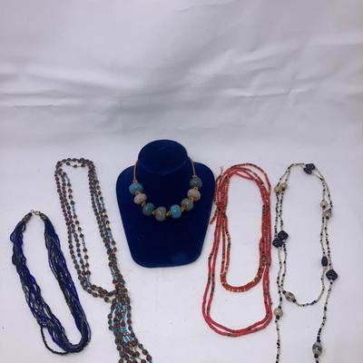 5 beaded necklaces