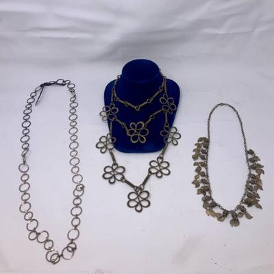 3 brass necklaces